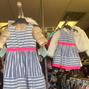 2 Kate spade girl dresses size 8 & 4 Blue & white with pink bow